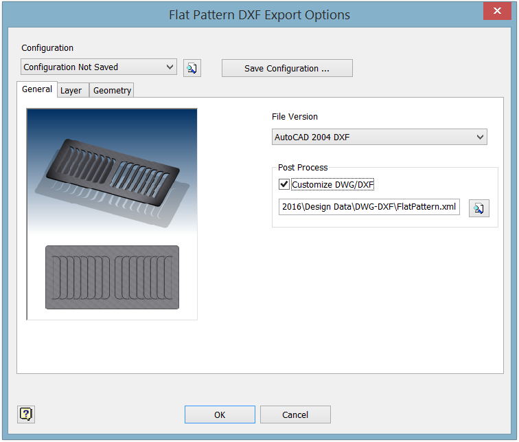 Εξαγωγή Flat Pattern σε αρχεία DXF / DWG